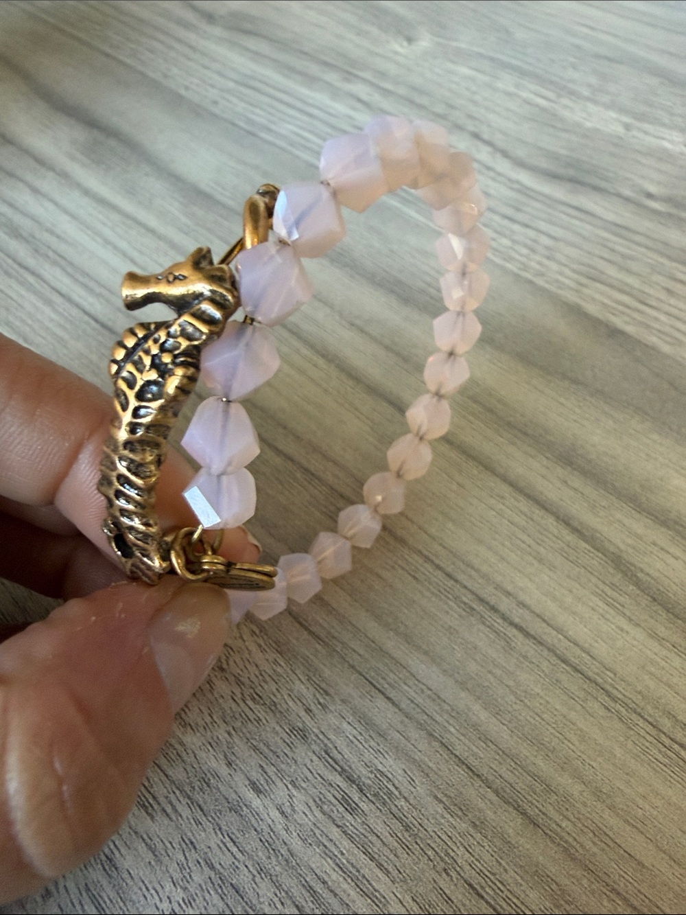 Alex and Ani Pale Pink Beaded Seahorse Bracelet